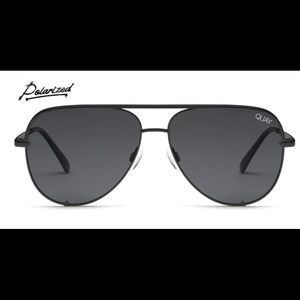 QUAY Australia Polarized High Key Sunglasses in Black Smoke
